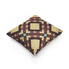 Woven Pillow — Geometric Boho Throw Pillow with Warm Earth Tones-14