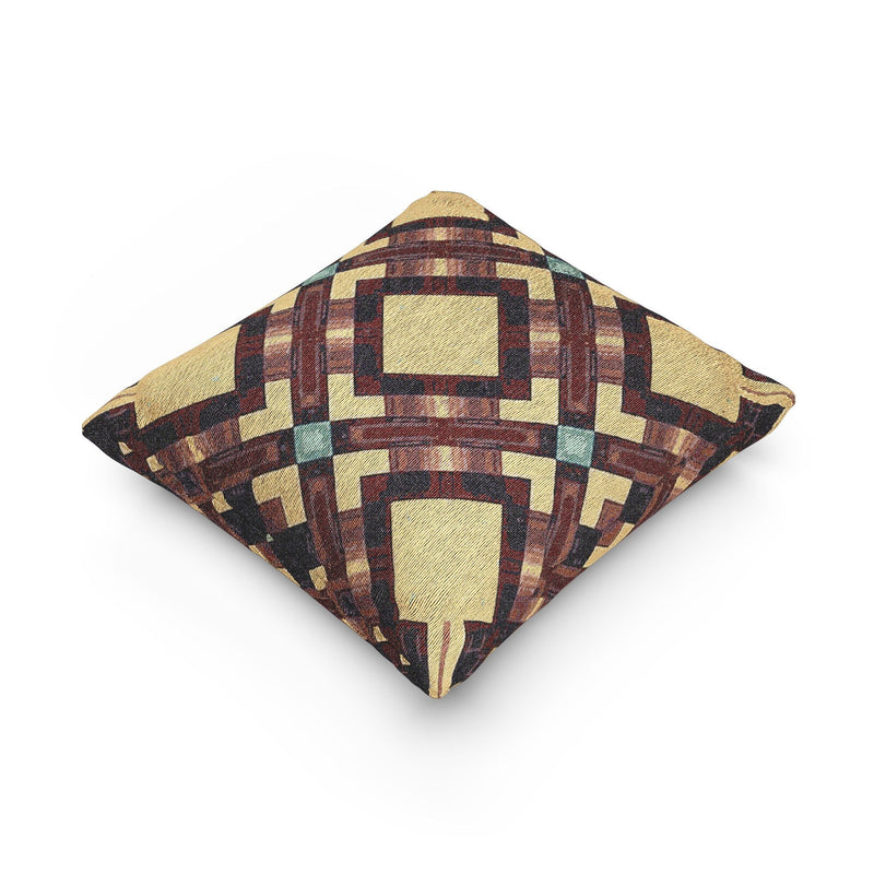 Woven Pillow — Geometric Boho Throw Pillow with Warm Earth Tones-14