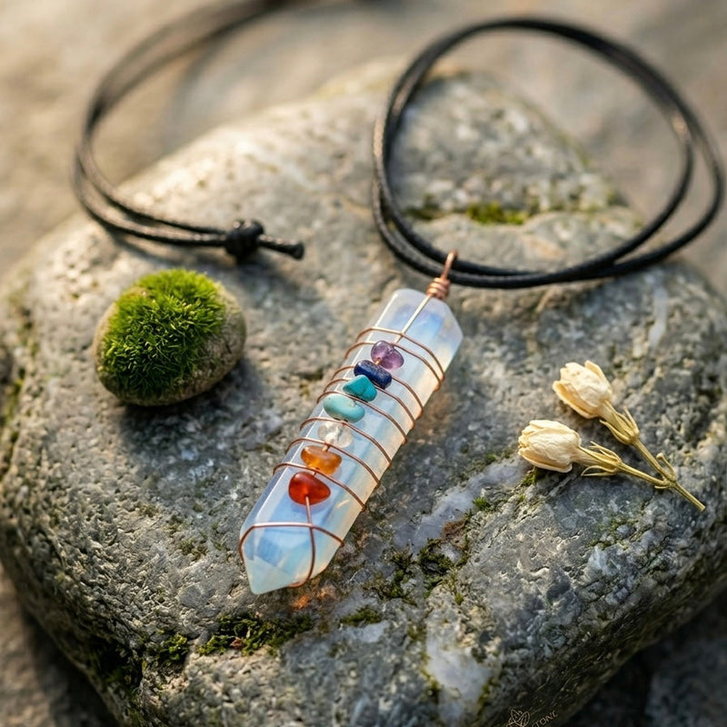 Natural Sword Chakra Unisex White Pendant-1