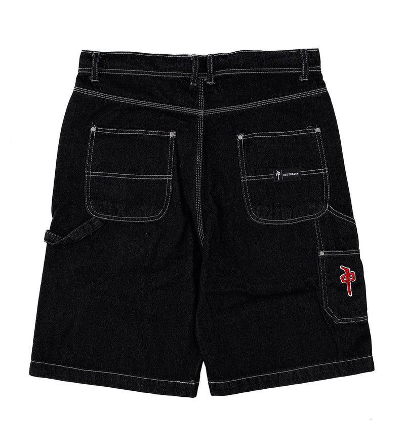Red Dragon 'Mechanizer' Baggy Jean Shorts - Black-2