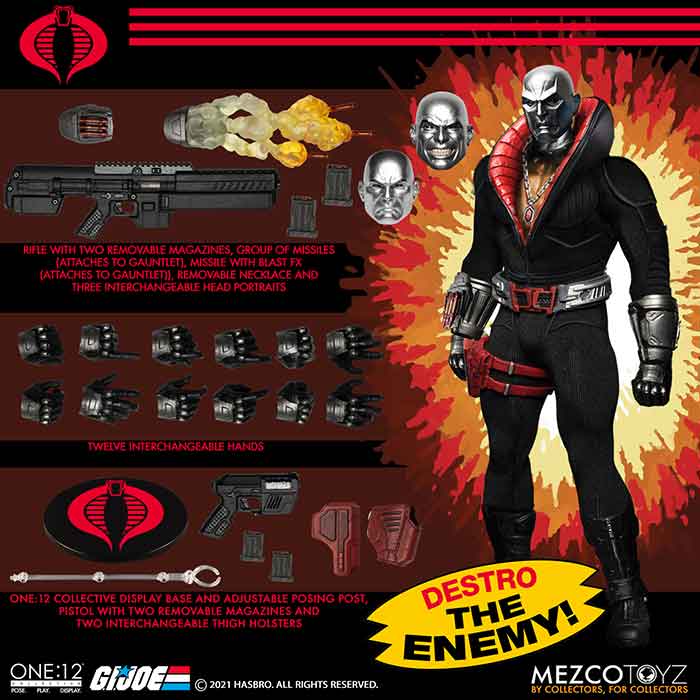 G.I. Joe – Destro Figura de acción de 6 pulgadas One:12 Collective (UPC: 696198763904)