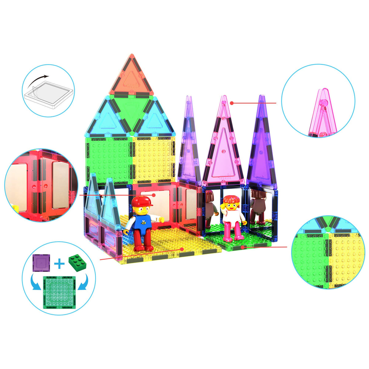 PicassoTiles - PicassoTiles 63pc Brick & Magnetic Tile Building Set - Ages 3+-4
