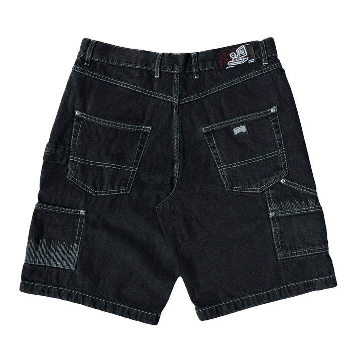 Frosted Skateboards 'CPU' Baggy Jean Shorts - Off Black-2