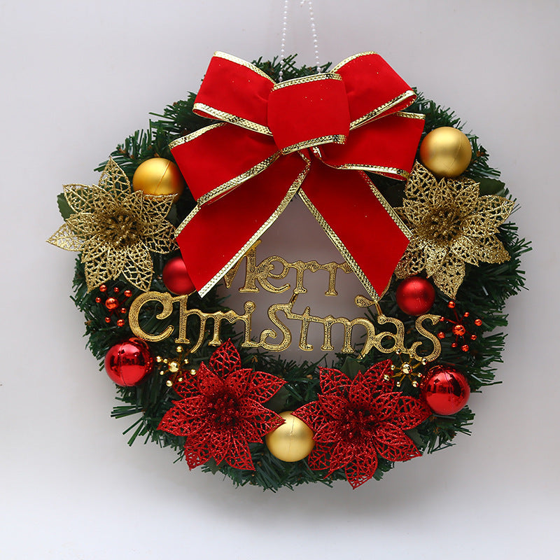 Wooden Christmas Garland Wreath Window Decoration – Red Berry Bowknot Holiday Decor, 30cm-8