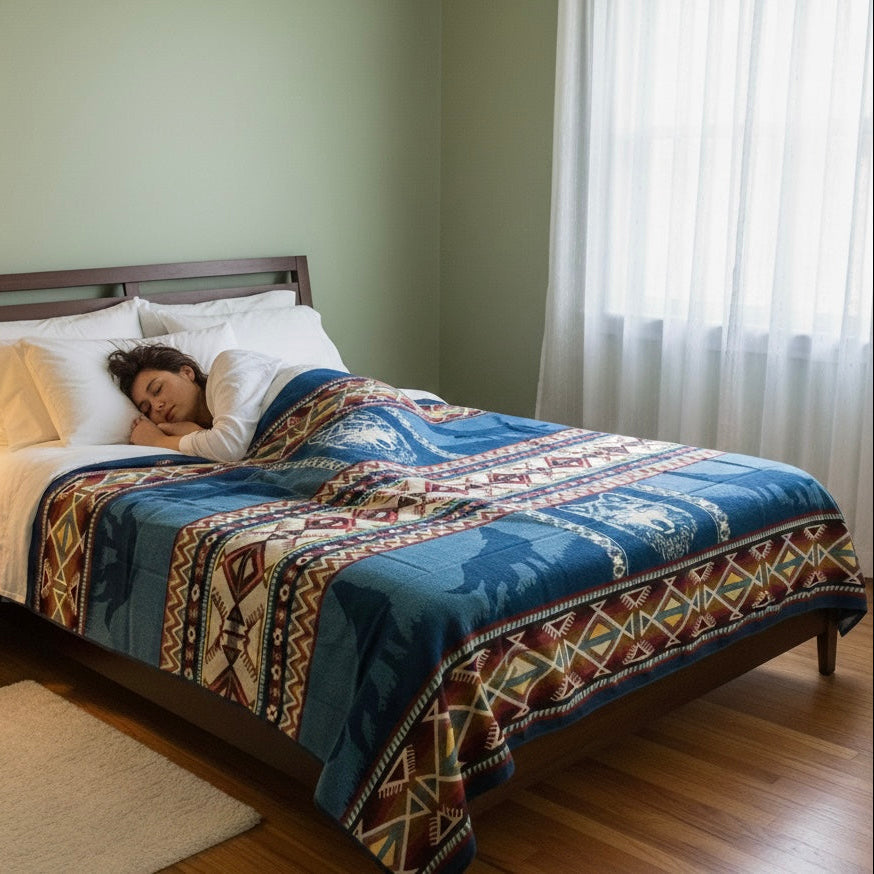 OLDTRIBES™ Plains Wolf Alpaca Blanket-3