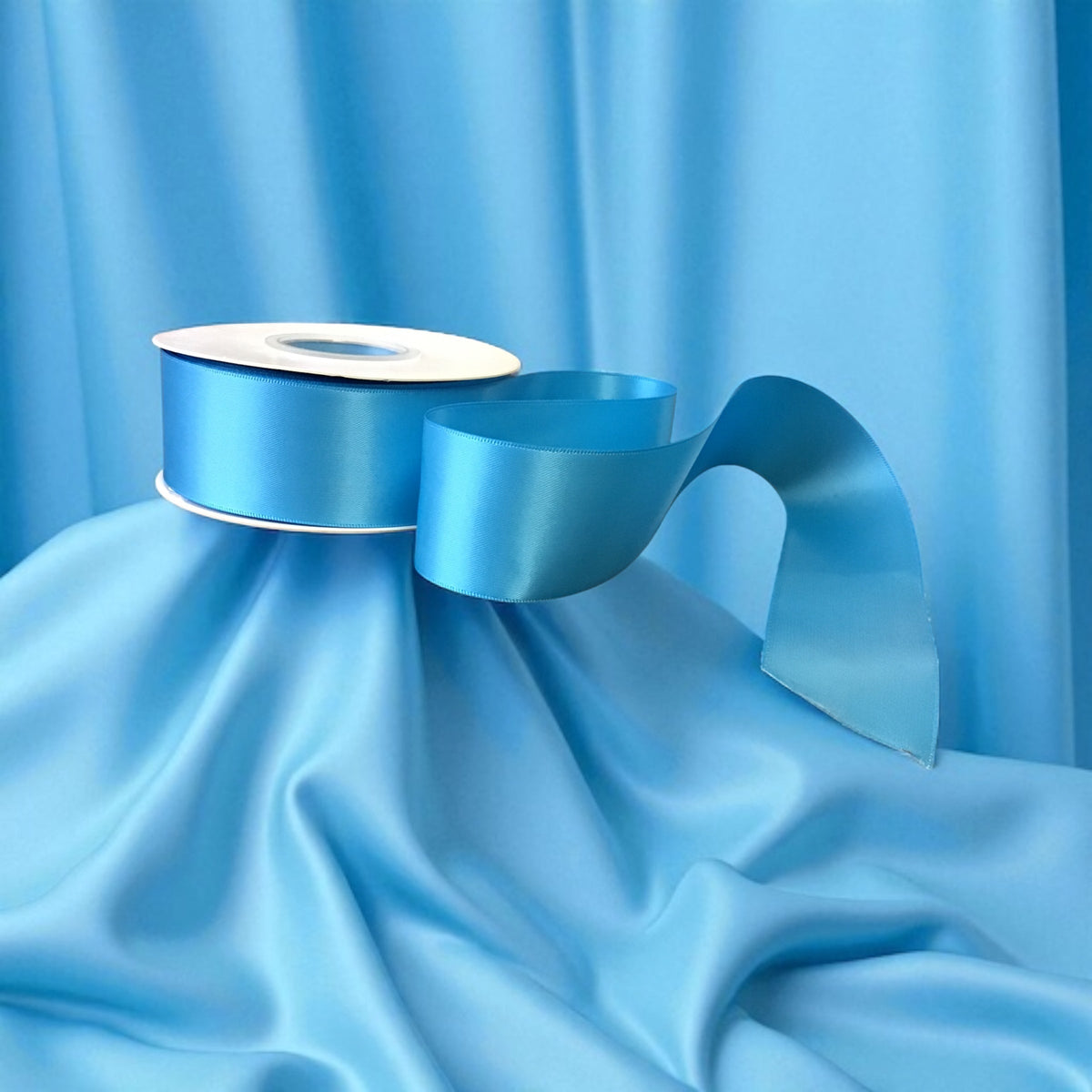Satin Ribbon Double Face-Light Blue #340 -3.8 cm Wide-2
