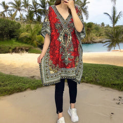 Red Printed Kaftans for Women-1