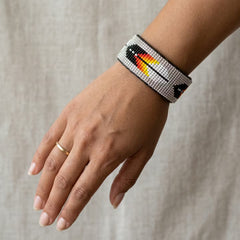 Beaded Cuff Bracelet(Silver)-2
