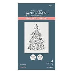 Juego de placa y troquel Holly Tree de la colección navideña BetterPress-1