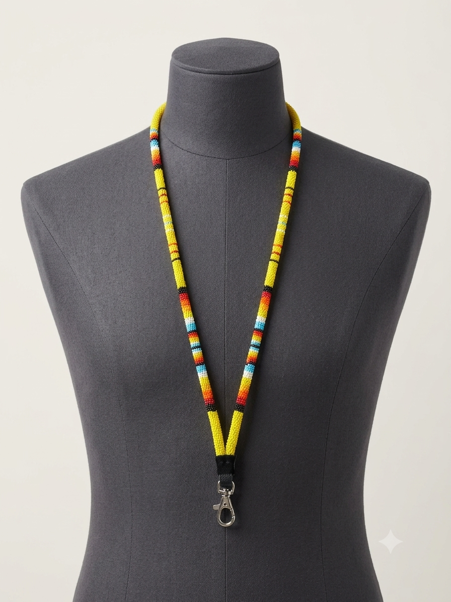 Round Beaded Lanyard(Yellow)-1