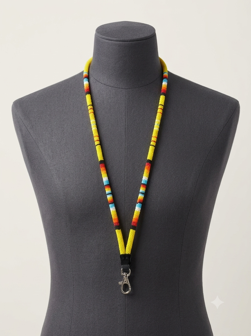 Round Beaded Lanyard(Yellow)-1