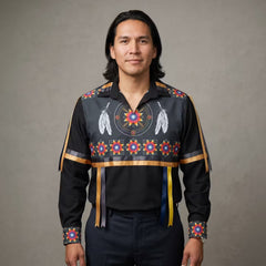 Ribbon Shirt with feathers-8