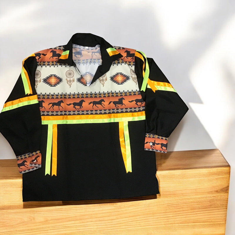 Ribbon Shirt with Horses-2