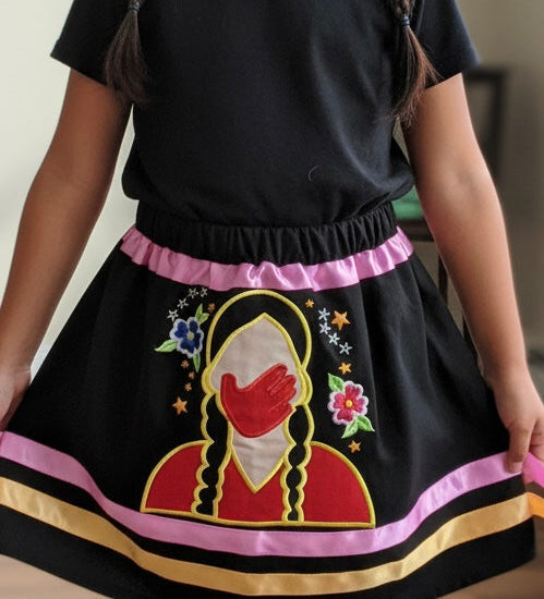 Infants Embroidered Black Ribbon Skirt-2