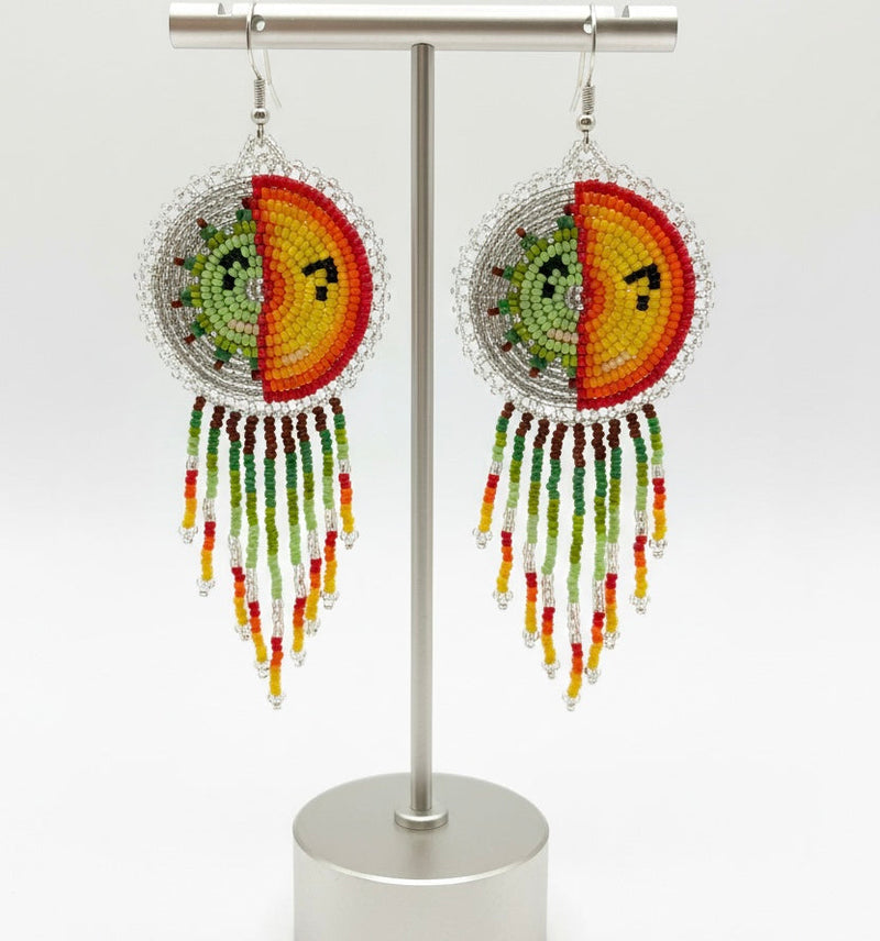 Silver Sun & Moon Beaded Fringe-2