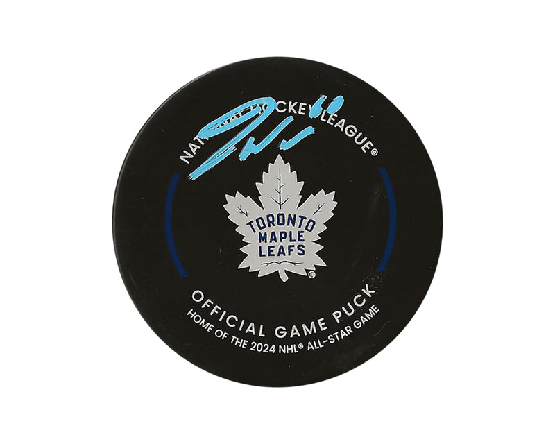 Palet de match officiel des Maple Leafs de Toronto 2023-24 autographié par Joseph Woll-1