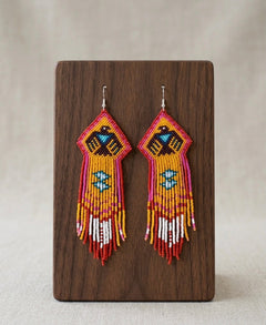 Beaded thunderbird earrings yellow-2
