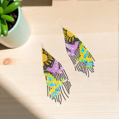Black Sky Dancer Beaded Earrings-2