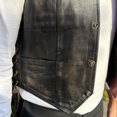 Men’s Buffalo Leather Biker Vest. Adjustable Side Lace Vest-9