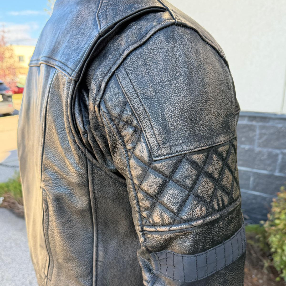 Unik International Men's Reflective Stripe Motorcycle Jacket-6