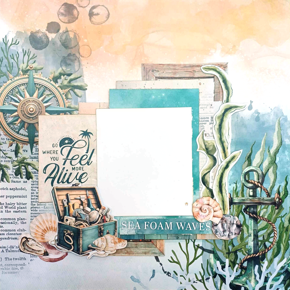 Colección de álbumes de recortes Maritime Tides de 12x12 de 3Quarter Designs-12