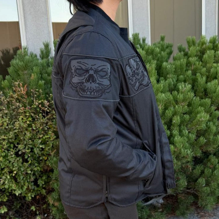 Open Road Men's Reflective Skull Cordura Motorcycle Jacket-3