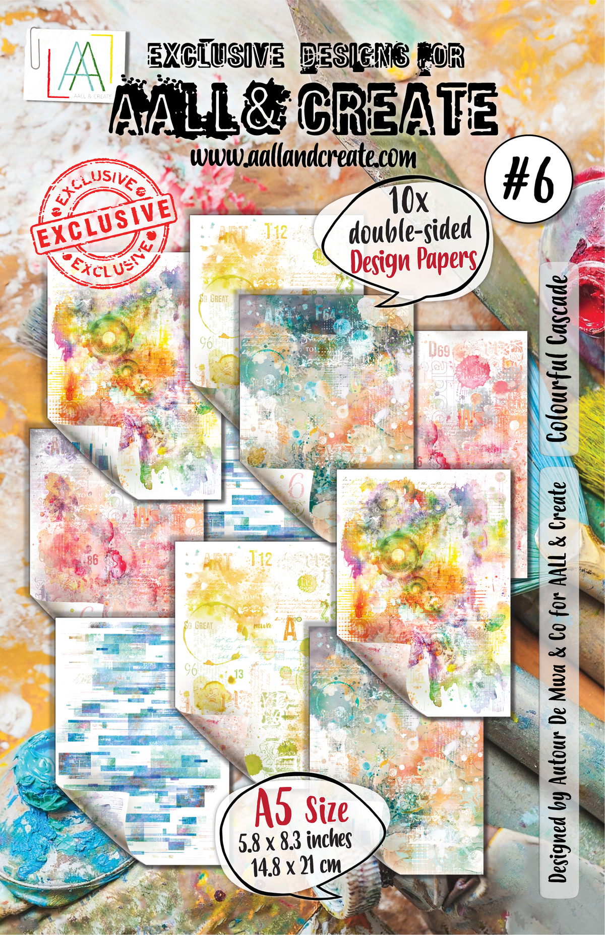 AALL and Create - Papel de diseño A5 - Colourful Cascade-1