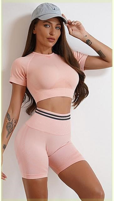 Women’s Seamless Sports Set – Workout Outfit with Booty Yoga Pants-19