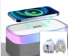 Intelligent Multifunctional Alarm Clock Bluetooth Speaker Wireless Charger Fast Charge Clock Atmosphere Night Light Home Decor-9