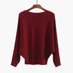 Women’s Halter Neck Batwing Knit Pullover Top – Stretchy Relaxed-Fit Casual Sweater-22