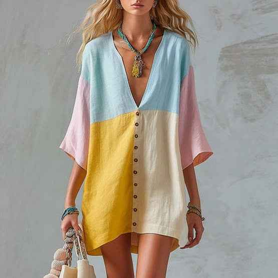Women’s Loose-Fit Cropped Dress – Casual Relaxed Short Dress for Summer & Everyday Wear-1