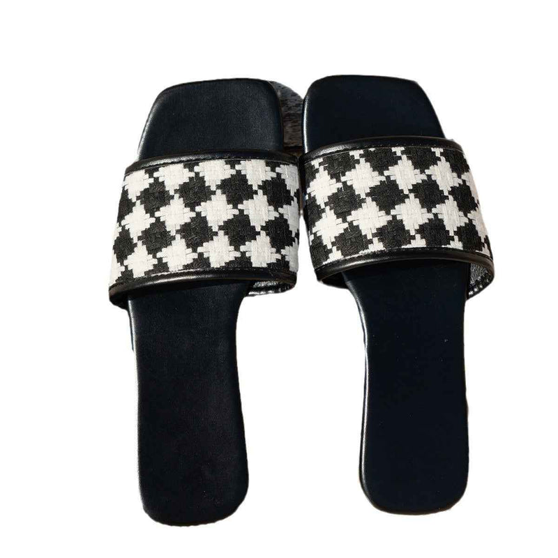 Casual Chessboard Plaid Beach Sandals-3