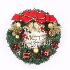 Wooden Christmas Garland Wreath Window Decoration – Red Berry Bowknot Holiday Decor, 30cm-7