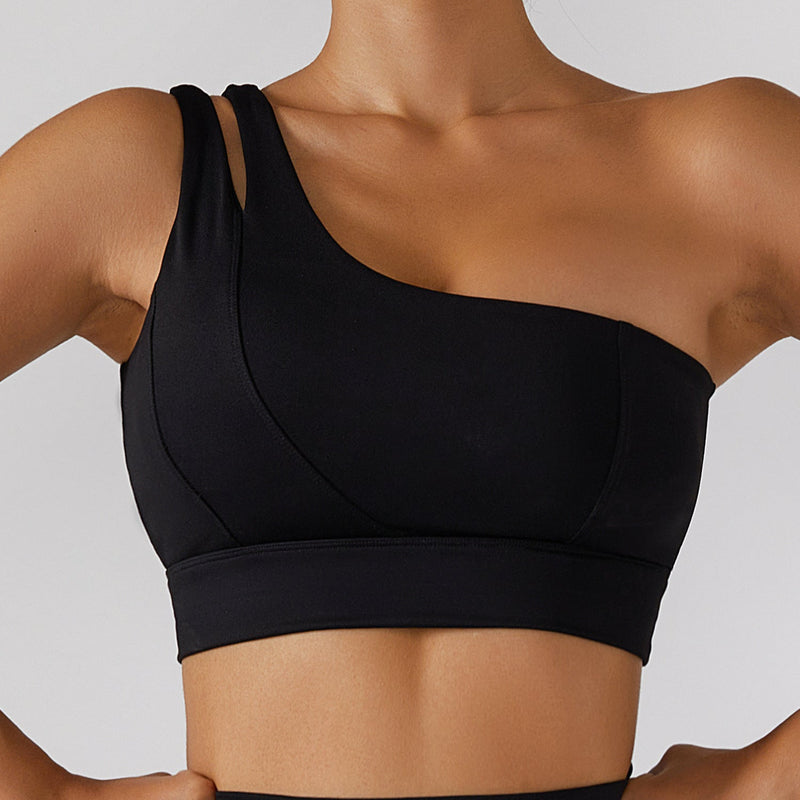 Women’s Ribbed One-Shoulder Yoga Set – Backless Sports Bra & Yoga Pants-11