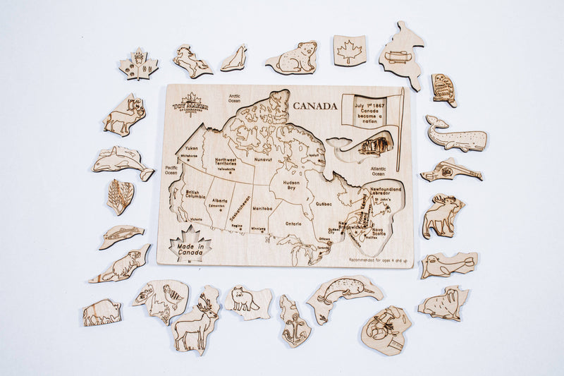 Toy Maker of Lunenburg - Kids Canada Map Puzzle with Native Animals - Made In Canada - High Quality - Ages 4–8-1