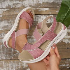 Women's Cloth Platform Beach Sandals-8
