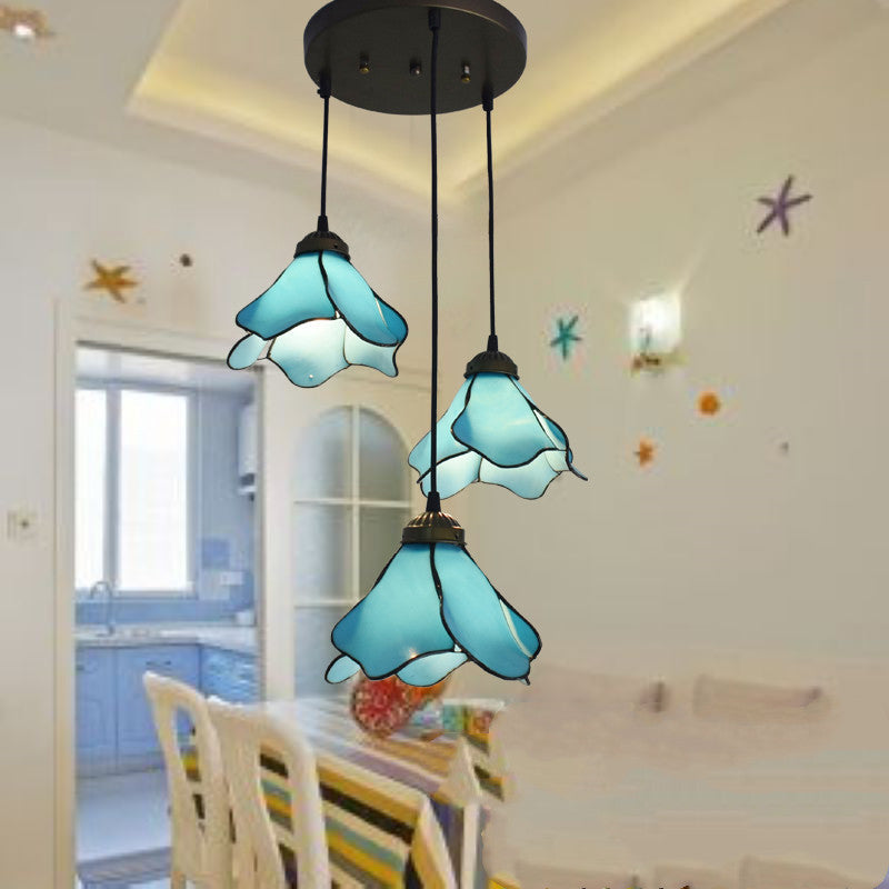 Tiffany-Style Retro Glass Pendant Chandelier-2