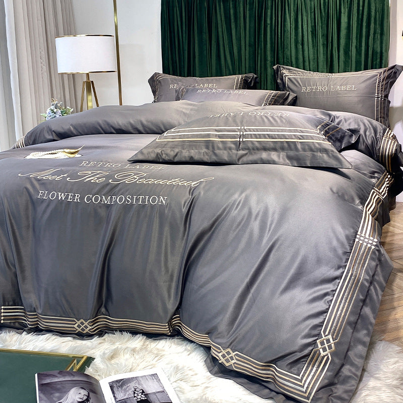 Tencel Embroidered Washed Cotton Bedding Set-6