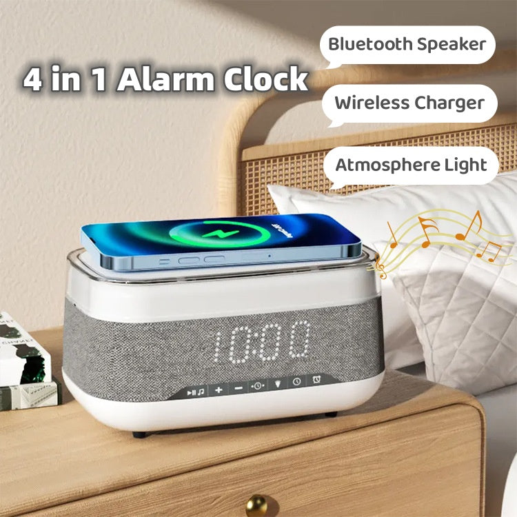 Intelligent Multifunctional Alarm Clock Bluetooth Speaker Wireless Charger Fast Charge Clock Atmosphere Night Light Home Decor-1