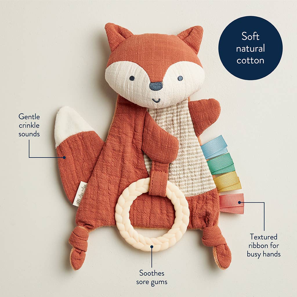 Itzy Ritzy - Fox Bitzy Crinkle™ Sensory Toy with Teether - Ages 0+-4