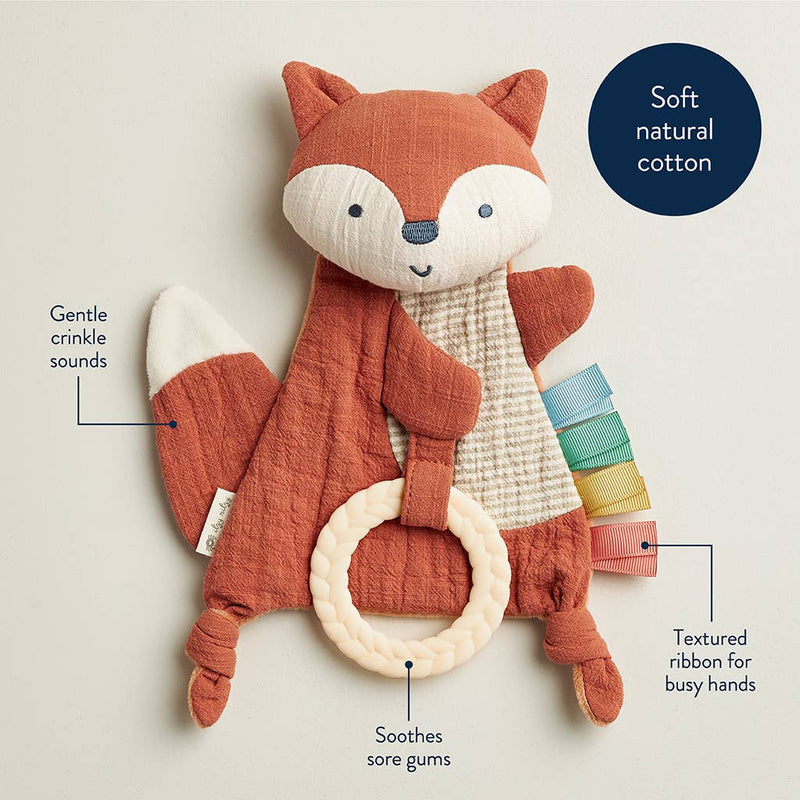 Itzy Ritzy - Fox Bitzy Crinkle™ Sensory Toy with Teether - Ages 0+-4