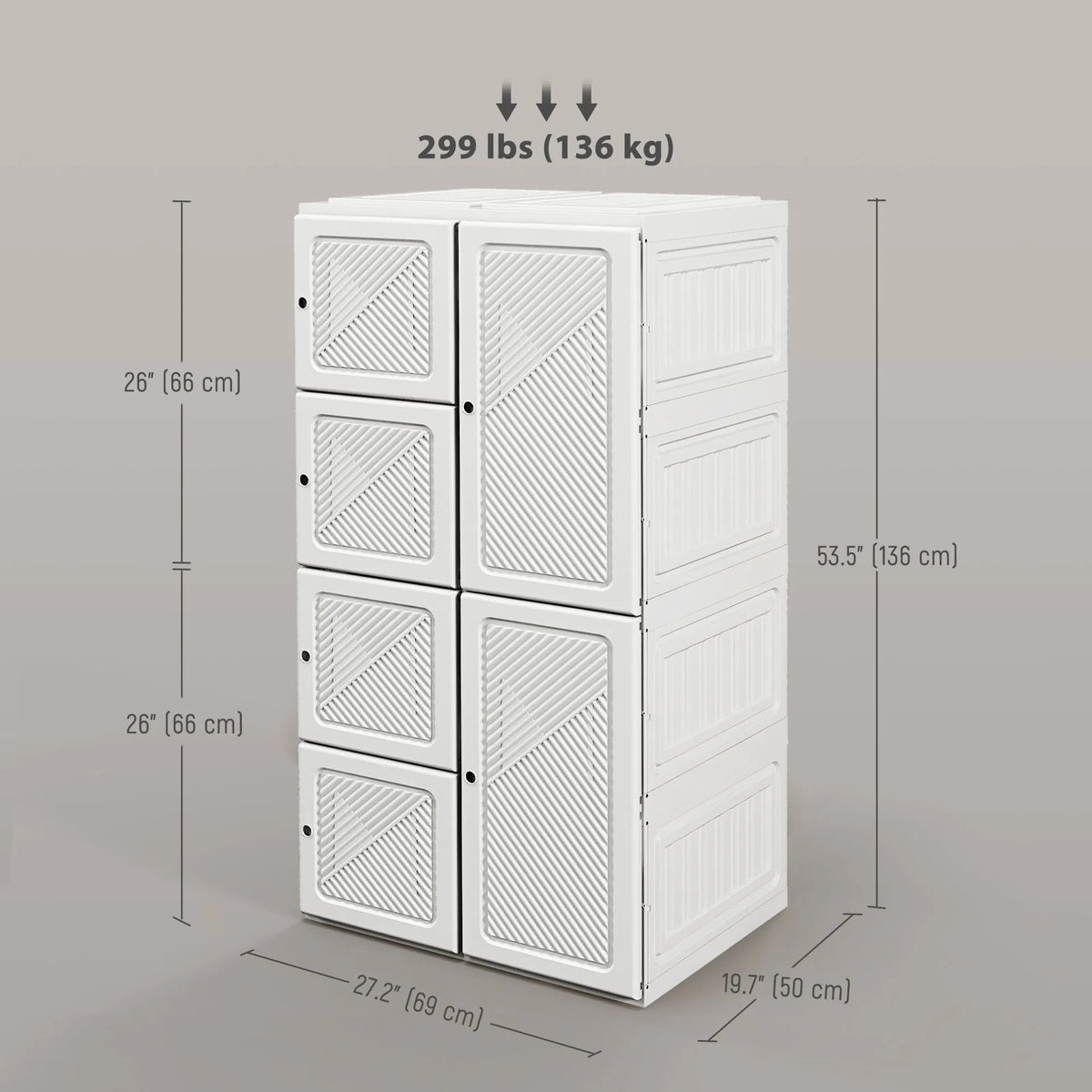 White Portable Wardrobe – Foldable Clothes Storage Organizer with 5 Compartments & Hanging Rod (United States & Canada Delivery Only)-2