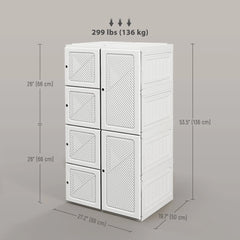 White Portable Wardrobe – Foldable Clothes Storage Organizer with 5 Compartments & Hanging Rod (United States & Canada Delivery Only)-2