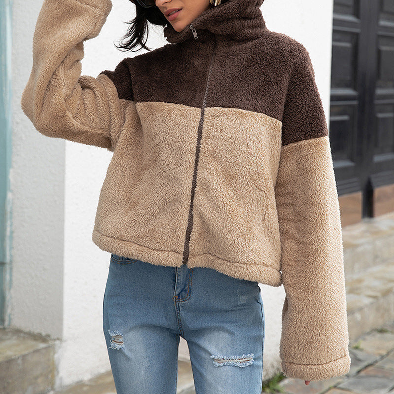 Women's Fall/Winter Color-Block Jacket-5