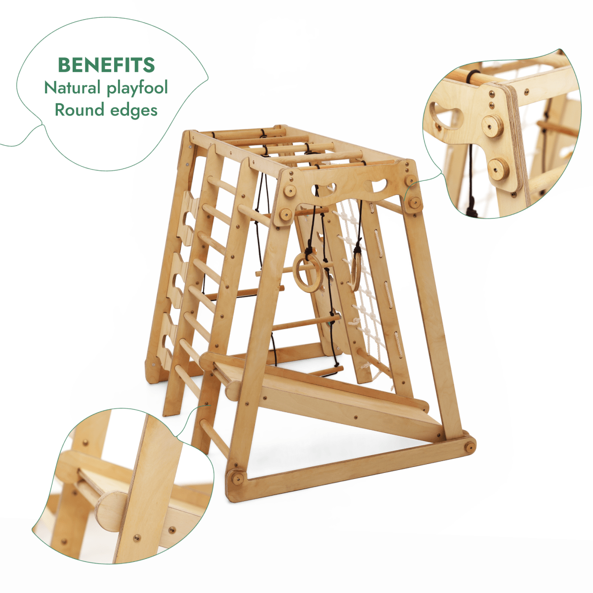 6in1 Indoor Jungle Gym for Toddler: Playground + Swings Set + Slide Board + Rope + Stairs-7