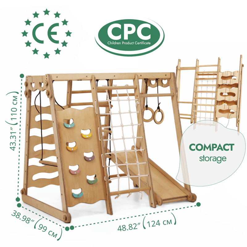 6in1 Indoor Jungle Gym for Toddler: Playground + Swings Set + Slide Board + Rope + Stairs-2