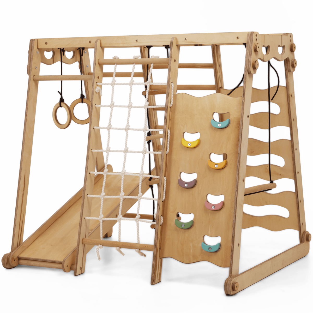 6in1 Indoor Jungle Gym for Toddler: Playground + Swings Set + Slide Board + Rope + Stairs-1