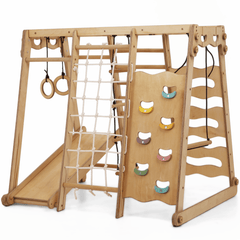 6in1 Indoor Jungle Gym for Toddler: Playground + Swings Set + Slide Board + Rope + Stairs-1
