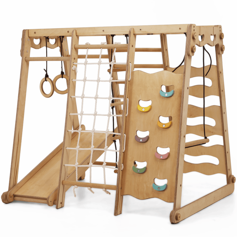 6in1 Indoor Jungle Gym for Toddler: Playground + Swings Set + Slide Board + Rope + Stairs-1