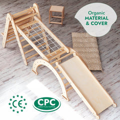 6in1 Montessori Climbing Frame Set: Triangle Ladder + Arch/Rocker + Slide/Ramp + Net + Cushion + Art Addition-4